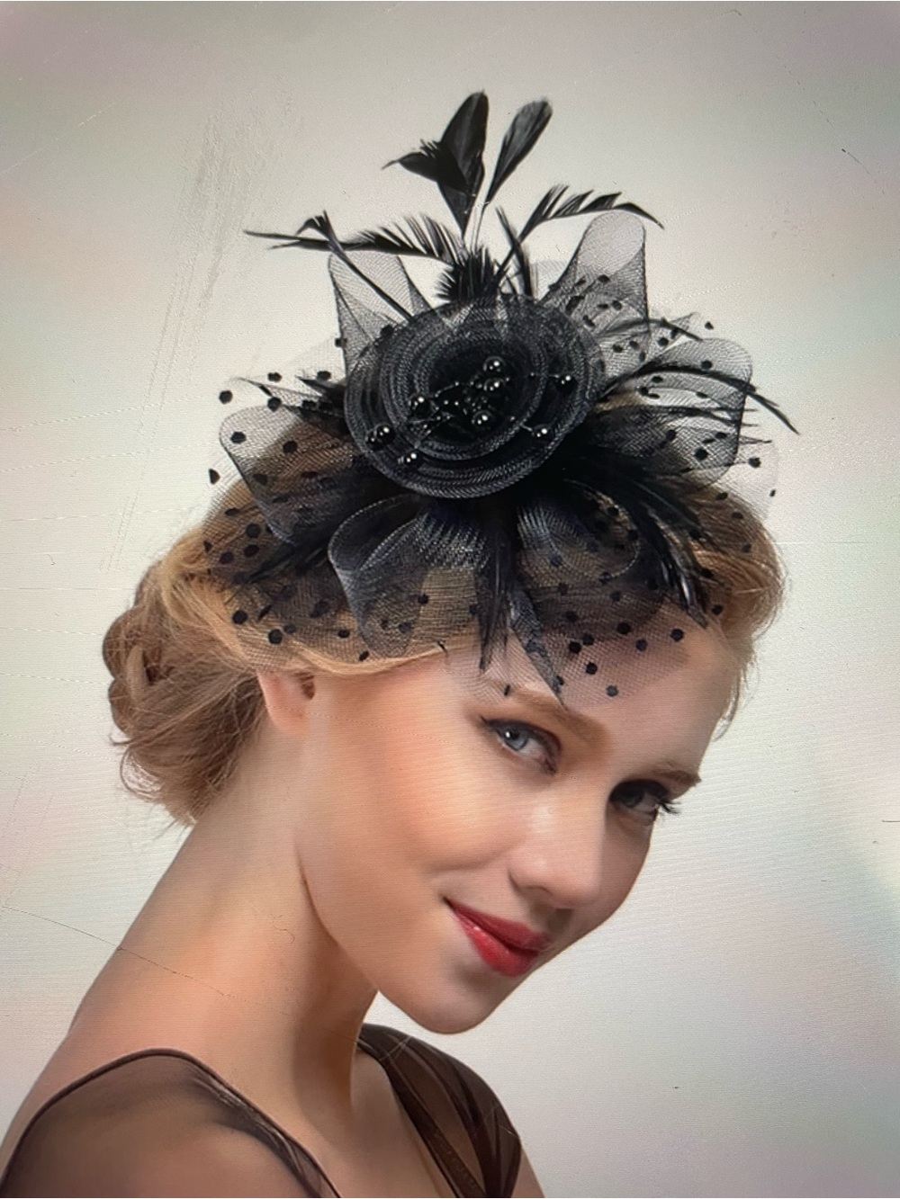 Black Floral Mesh Fascinator Hair Clip - Elegant Women’s Accessory